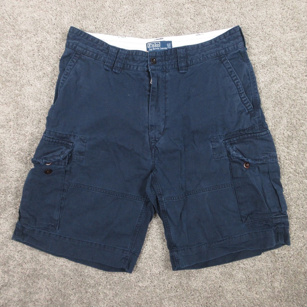 Polo Ralph Lauren Shorts Mens 34 Navy Blue Cargo Outdoor Canvas Cotton 10"